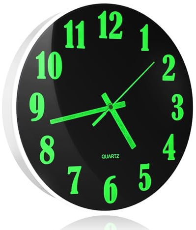 BORDEAG Orologio Da Parete Luminoso, Orologio Da Parete Silenzioso 30 cm, Orologio Da parete Decorativo, A Batteria Per Casa, Ufficio, Scuola