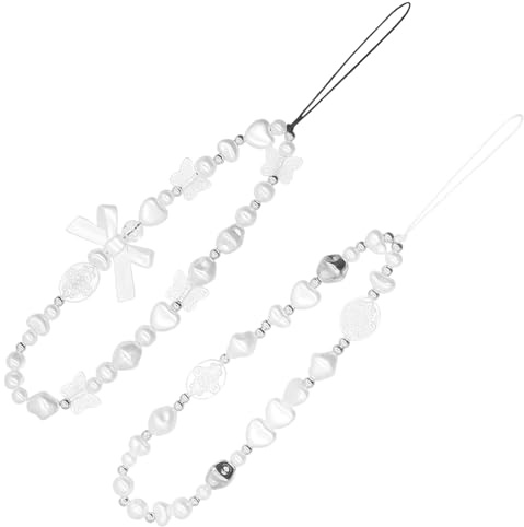 LOMSUXA 2pcs Handykette, Handy Lanyard, Handgelenk Universal Kurz Handy Kette Perlen Handyanhänger Handy-Lanyard-Charms kompatibel mit jedem Handy, Smartphone und Handy Hülle