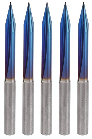 2 Flautas Grooves Rectas V Bits Blue Grabado Herramientas 4 Mm Cortador de Vástago 4 X 0.3 X 30 Mm Ideal para Madera y Talla de Metal