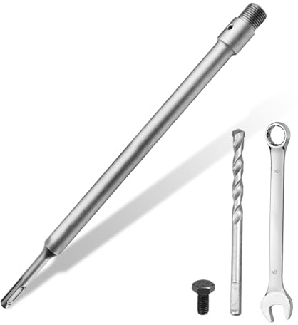 SDS PLUS - Vástago de extensión para brocas (410 mm, SDS Plus, vástago de extensión para taladro de núcleo, varilla de extensión de taladro con rosca M22 x 2,0 mm, broca de centrado y tornillo de