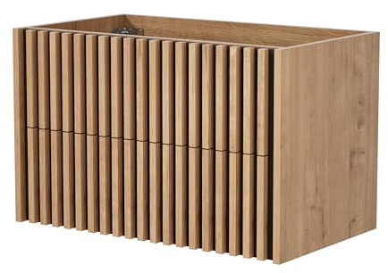 UEV Waschtischunterschrank mit Schubladen Lamellen Badezimmerschrank 80x45x50cm Natur