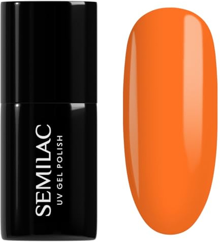 Semilac UV Nagellack 933 Airplane Mode 7ml Farbgel für die Maniküre | Neon Orange - deckend - glattes Finish