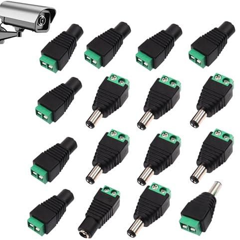 8Pairs 5.5 mm X 2.1mm Connector 12V Male Female DC Barrel Jack Adapter | Screw Terminal Adapter Socket Plug for CCTV Security Camera LED Strip