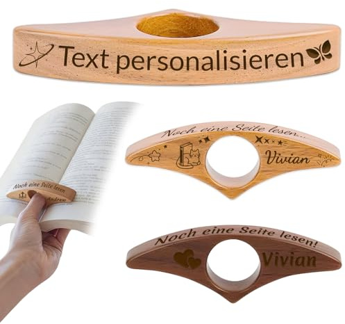 AAQ Personalisierter Buchseitenhalter Holz Daumen Buch Seitenhalter für lesen Lesezubehör als Geschenk für Buchliebhaber Leseratten und Lehrer