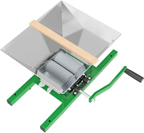 Wiltec Molino de frutas con tolva de 7 l, molinillo con manivela, triturador de frutos blandos como uvas y baya