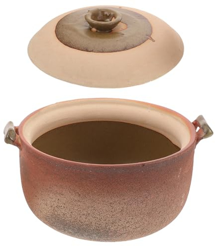 Homoyoyo Casserole en Terre Cuite 2,5l avec Poignée, Marmite Traditionnelle Antiadhésive pour Mijotage et Cuisson à Feu Doux, Pot de Cuisson Maison pour Soupe et Bouillie
