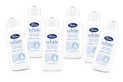 White Cream Doccia Crema Super Idratante Latte di Riso – Bagnodoccia Nutriente e Delicato, Pelle Morbida, Elastica e Vellutata, Con Estratti Naturali - 6 Unita da 250ml