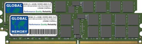8GB (2 x 4GB) DDR2 800MHz PC2-6400 240-PIN ECC REGISTRADO DIMM (RDIMM) Memoria RAM Kit para SERVIDORES/Estaciones DE Trabajo/Placas Base (4 Rank Kit)