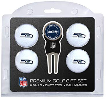 Team Golf NFL Regulation Size Golf Balls (4 Count) & Divot Tool with Removable Double-Sided Magnetic Marker