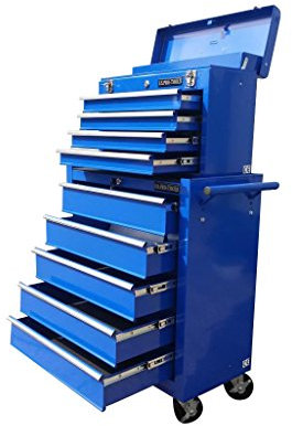 131 US PRO TOOLS Blue Mechanics tool chest tool box roller tool cabinet 9 Drawers on ball bearing slides