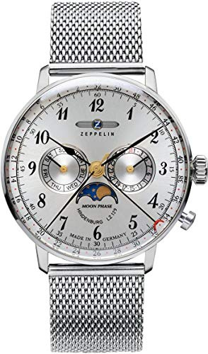 Zeppelin lz129 Hindenburg moonphase Herren Uhr analog Quarzwerk mit Edelstahl Armband 7036M-1