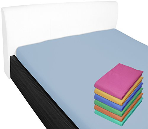 Bettlaken 100x170 cm ohne Gummizug 100% Baumwolle Himmelblau | Glatte Betttuch ohne Spanngummi Atmungsaktiv, Hypoallergen, Waschbar - Hotel Laken Haustuch Renforce Baumwollstoff