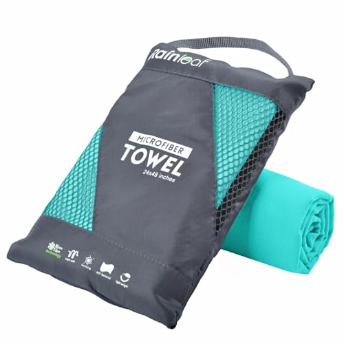 Rainleaf Microfiber Towel Perfect Travel & Gym & Camping Towel. Quick Dry - Super Absorbent - Ultra Compact - Lightweight. Suitable for Trip, Beach, Shower, Backpacking, Pool
