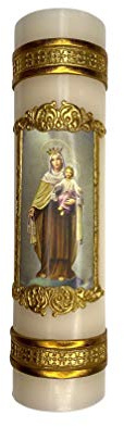 Our Lady of Mount Carmel Virgin Mary Candle Carmelite Carmelitas Cirio Vela de La Virgen del Carmen
