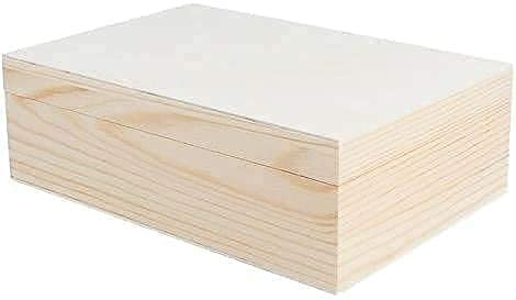 Caja madera de 29x21x7cm de pino macizo y chapa rectangular