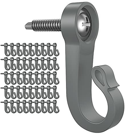 Comliful 46 Stück Q-Aufhänger, Schraubhaken Outdoor Haken für Lichterkette und Garage Neujahr Party Outdoor,Weihnachten Lichthaken und Lichterkette Easy Release Draht