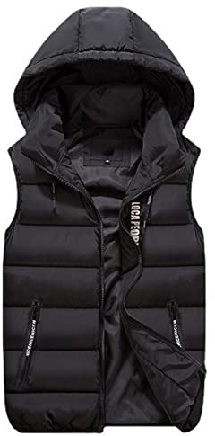 GIBZ Smanicato Antivento Gilet Giubbino Uomo Smanicato Gilet da Lavoro Uomini Piumini Inverno Imbottito, Nero, L
