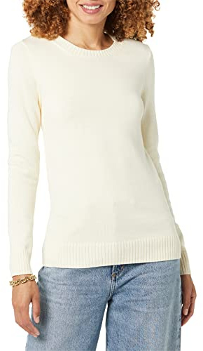 Amazon Essentials Pull À Col Rond 100 % Coton (Disponible en Grande Taille) Femme, Pêche Pâle, M
