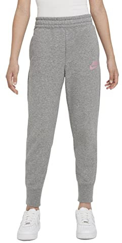 Nike Girls Pant Sportswear Club, Carbon Heather/Elemental Pink, DC7211-093, M