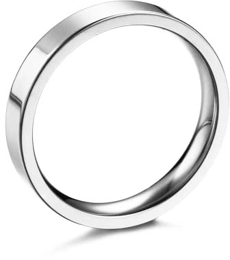 AURSTORE Schmuck Ring Mann Frau Ring Edelstahl Verlobung Hochzeit 4mm Größe nach Wahl 51-72 (silber, 51(16.2))