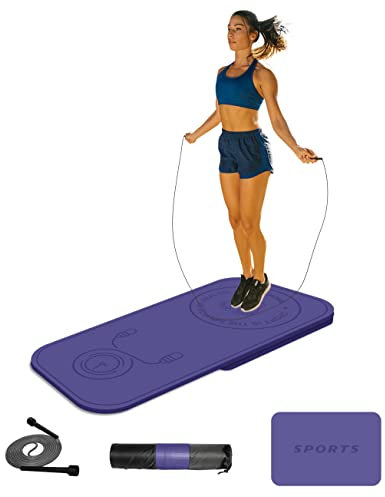 LaiEr Springseilmatten-Set, zwei Stück Knieschutz, Stoßdämpfung, Fitness-Trainingsmatte, rutschfest für Zuhause, Fitnessstudio (140 cm x 62 cm x 8 mm + 61 cm x 41 cm x 8 mm)