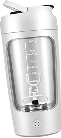 Harilla Elektrische Shaker-Flasche, Mixer-Becher, Mixer-Flasche, Sport-Shaker, 650 ml, Shaker-Becher für Protein-Milchshakes, Sport, Damen und Herren, Weiß