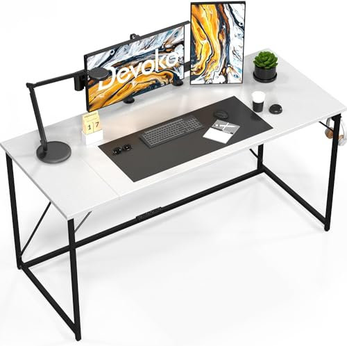 Devoko Escritorio pequeño para Ordenador, 100 x 50 x 73 cm Escritorio, Mesa de Oficina en casa, Escritorio para Ordenador portátil, Mesa de Diseño Industrial Blanco