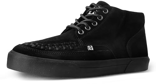 T.U.K. Mid Top Creeper Sneaker - Chaussures pour Hommes et Femmes - Chaussures à Lacets en Cuir et Daim de Style Puck, Goth et Rocker