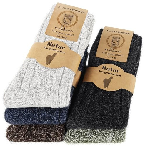 Jeasona 5 Paare Alpaka Socken Damen 39-42 Wollsocken Damen 39-42 Alpaka Socken Lang Winter Frauen Warm Winter Wärme Stricksocken