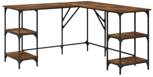 vidaXL Skrivbord rökfärgad ek 139x139x75 cm konstruerat trä, datorskrivbord, hemmakontorsmöbel, L-format skrivbord, ståbord, hörnskrivbord