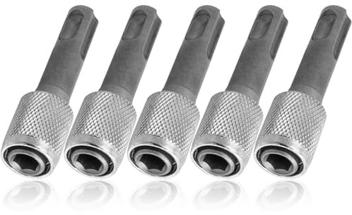 Mesee 5 Pieces SDS-Plus Shank Drill Chuck Adapters SDS Plus to 1/4 Hex Socket Adapter Converter 1/4 Inch Hex Shank Screwdriver Drill Bit Holder for Electric Hammer Impact Drills