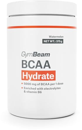 GymBeam BCAA Pulver - Aminosäuren Pulver mit BCAA Hydrate, Elektrolyten & Vitamin B6, angereichert mit Kokosnusswasserpulver, unterstützt Muskelfunktion & Energiestoffwechsel (375 g, Wassermelone)