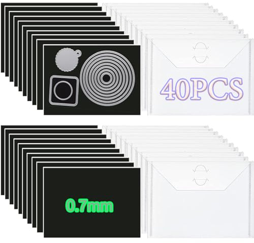 40 Stück Stanzformen- und Stempel-Aufbewahrungstaschen und Magnetbögen, 0,7 mm Dicke magnetische Blätter für Stanzformen-Aufbewahrung, 17,8 x 12,7 cm Bastel-Stanzformen-Aufbewahrungsumschläge