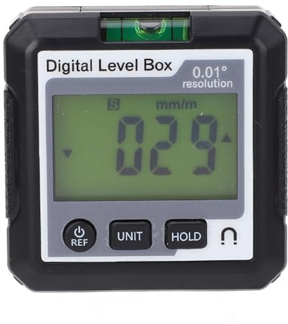 4 X 90° Digitaler Winkelmesser, Magnetischer Winkelmesser, Neigungsmesser, Winkelwürfel, Nivellierbox für den Holzbau (Schwarz-Weiss)