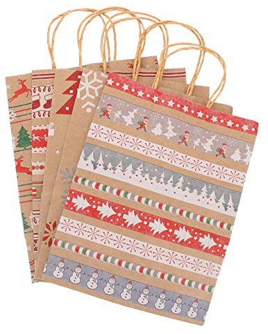 FOMIYES 20stücke Geschenktüten Aus Kraftpapier Papiertüten Mit Griff Für Süßigkeiten Aufbewahrungstaschen Für Weihnachten Und Partys