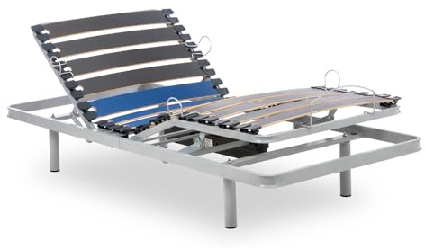 Geriafy - Elektrisk ledad säng i silver | 80 x 200 cm, förstärkt och kompakt, trådlös handkontroll