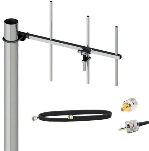 GainFi Yagi UHF GMRS Base Radio Antenna 400-470Mhz 7dBi for GMRS Repeater/Ham Radio, 7meter svy 50-3 Coaxial Cable PL-259 male (full kit)