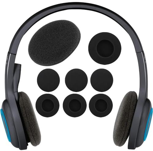 JEYORZY 6 Pezzi Copri Cuffie Spugna, Cuscinetti Di Ricambio Per Cuffie Over Ear In Schiuma Per Headphones, per Cuscinetti Auricolari Compatibile Con Logitech H330 / H340 / H390 / H600 / H609 / H760