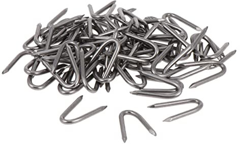 VANZACK Clous en u De Fixation pour Clôtures De Jardin Et Treillis Métallique, Lot de 140 Pièces 6 Mm, Acier Galvanisé Résistant, Usage Extérieur pour Fixation De Tuyaux Et Bâches