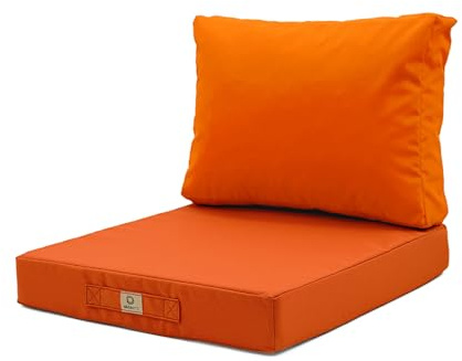 deco arts Cuscini per Arredo da Giardino Lavabili - Cuscini per Esterno - 50x60 cm - Cuscino di Ricambio per Poltrona, Panca e Sedia da Esterno - Impermeabile e Confortevole - Arancione