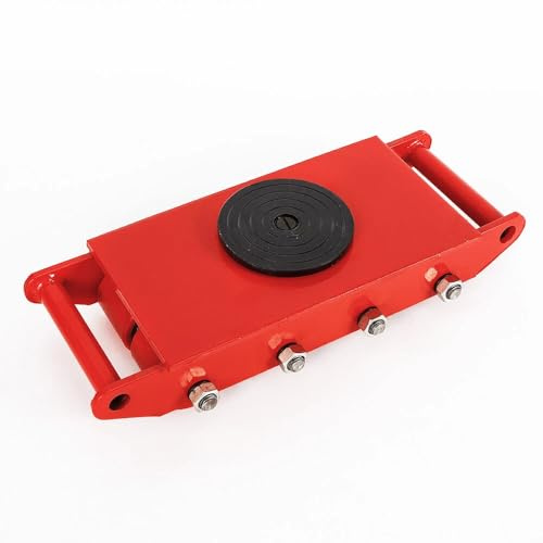 CHIMHOON Panzerrollen 12T, Transportfahrwerk, Schwerlastrollen, Industrieroller, Roller, 360° Drehung Schwerlastrolle, Transportrolle Roller, Maschinen Kohlenstoffstahl Transporthilfe (Rot)