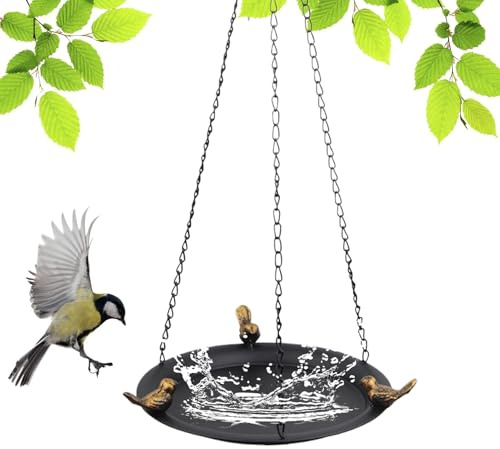 Vogelbad - Gartenbad für Vögel mit Netzteil - Metalltablett mit Wasser für Vögel Garten für Balkon Dekoration Rasen Hof