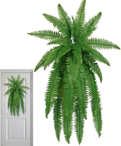 Helecho artificial - Helecho artificial como real | plantas artificiales reales | 18 ramas de plantas artificiales realistas e impermeables | No se desvanecen grandes helechos artificiales para jardín