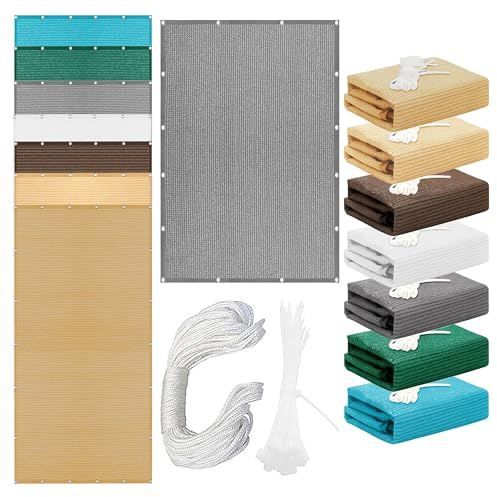 Telo Ombreggiante 230 x 470 cm Antivento/Protezione UV Copertura Antipolvere con Fune Tenda a Vela per Giardino, Esterno, Balcone, Campeggio, Grigio Chiaro