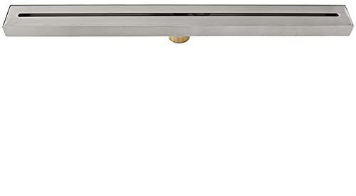 Desagüe de ducha lineal de acero inoxidable 304 con cubierta extraíble, colador de pelo para cocina, baño, garaje, 60 cm, acabado cepillado, diseño rectangular