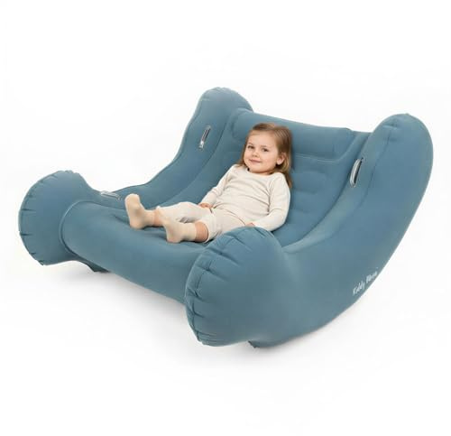 KiddyMoon Fauteuil Sensoriel Gonflable À Bascule Enfant avec Poignées Et Pompe, Bleu,L
