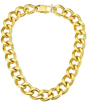 ChainsHouse Panzerkette für Damen Frauen Chunky Halskette Edelstahl Kette 12/16/20mm Klobige Gliederkette Silber/Gold Dicke Kubanische Kette 41/46/51cm Hip Hop Halsschmuck für Valentinstag
