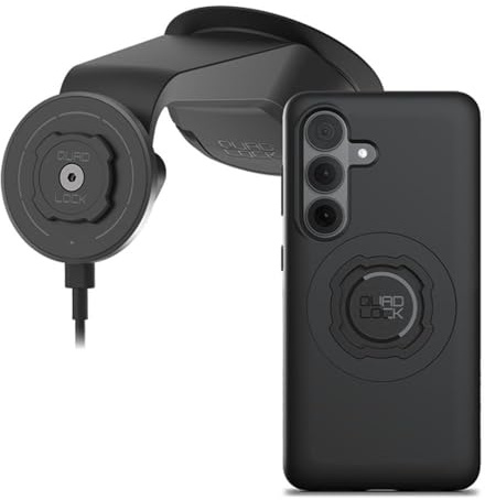 Quad Lock Windscreen/Dashboard Suction (V6) Car Phone Mount with MAG Phone Case and MAG Wireless Charging Head for Galaxy S26