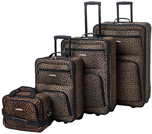Rockland Jungle Softside upprätt bagageset, Leopard, En storlek, Djungel Softside upprätt bagageuppsättning