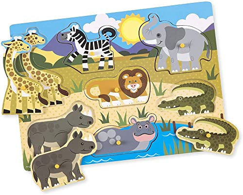 Melissa & Doug Wooden Toys - Safari Peg Boards for Children, Learning Toys for 2 Year Old Girls & Boys Toddler Puzzles Gifts, Kids Wooden Puzzles for 2 Year Olds, Jigsaws for Children Age 2 3 4